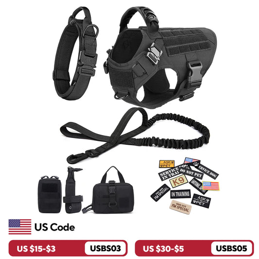 Military Style Large Dog Harness Collar