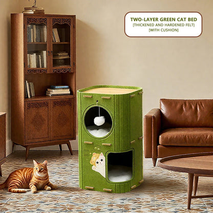 Three-Story/Two-Story Felt Cat Caves