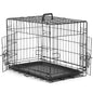 Double Door Folding Metal Wire Dog Cage with Plastic Leak-Proof Tray