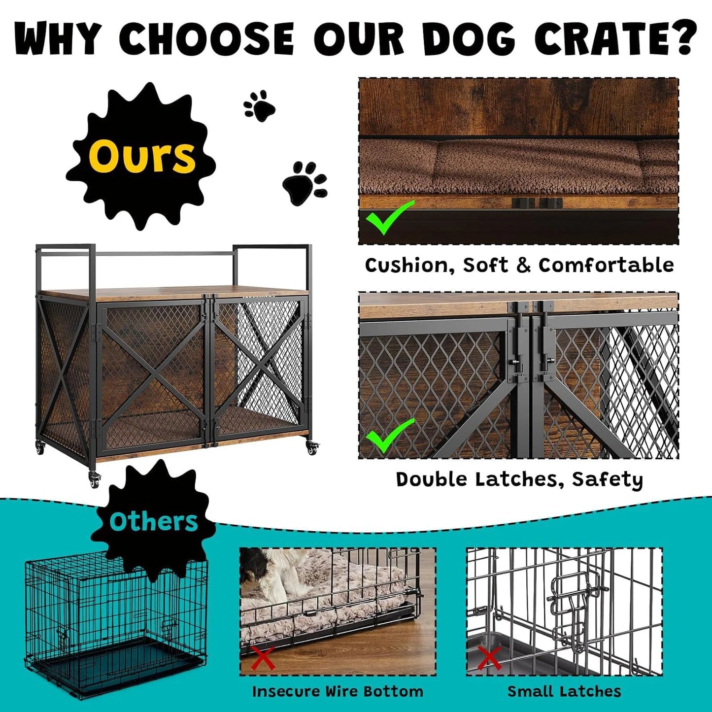 Large Wooden Dog Crate Furniture