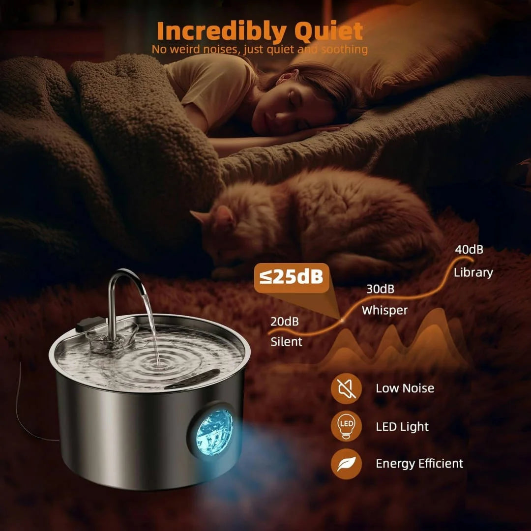108oz Stainless Steel Filtered Cat Water Fountain