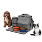 Dog and Cat Travel Bag  with 2 Food Bags 1 Waterproof Placemat 2 Foldable Bowls