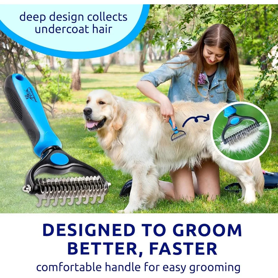 Dual-Sided Extra-Wide De-shedding Brush