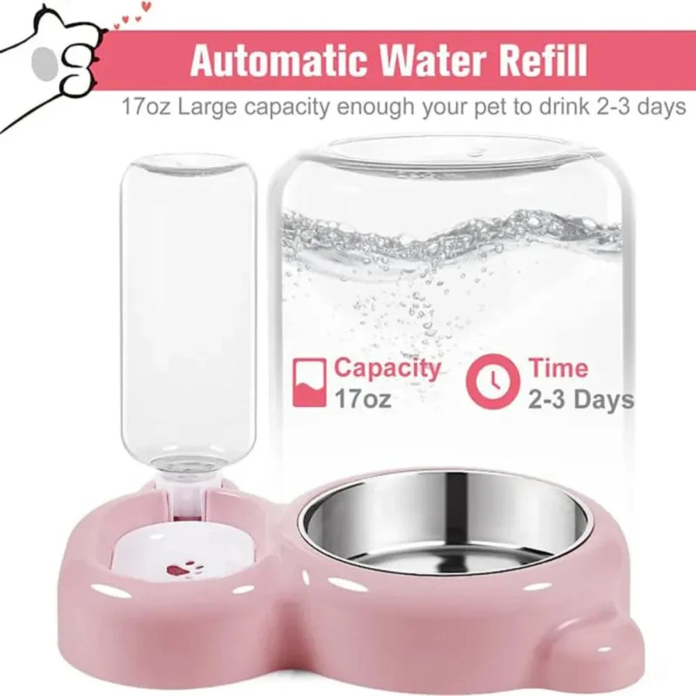BPA-Free Pet Water Dispenser Double Bowl Set for Cats & Dogs