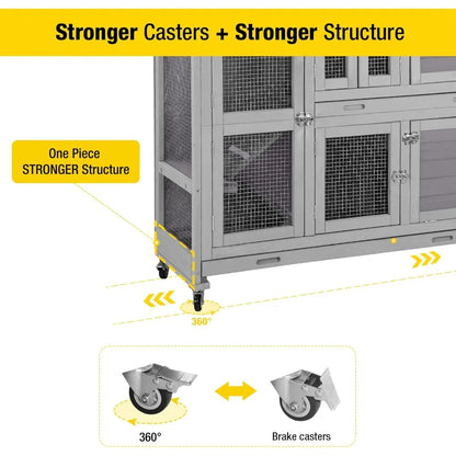 Two Story Rabbit Hutch with Wheels
