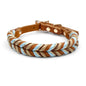 Braided Sky Blue Nylon Rope/Leather Pattern Collar