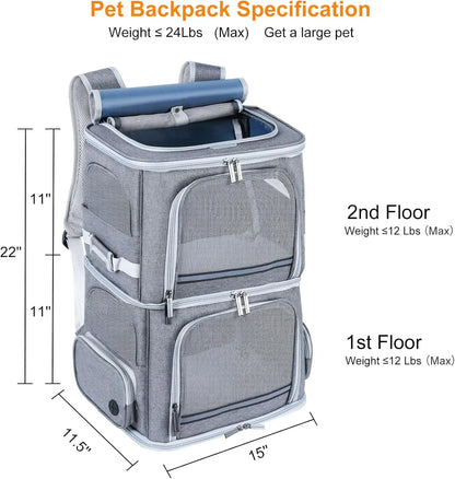 Double Pet Backpack/Carrier for Two Cats or Medium Dogs