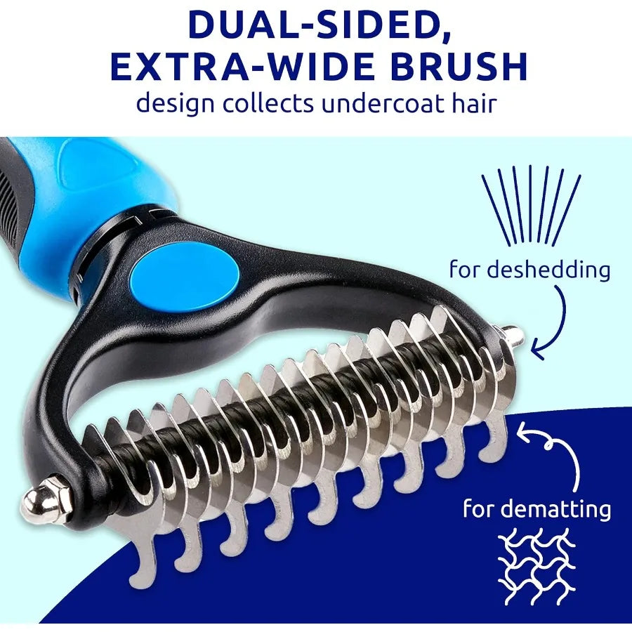 Dual-Sided Extra-Wide De-shedding Brush