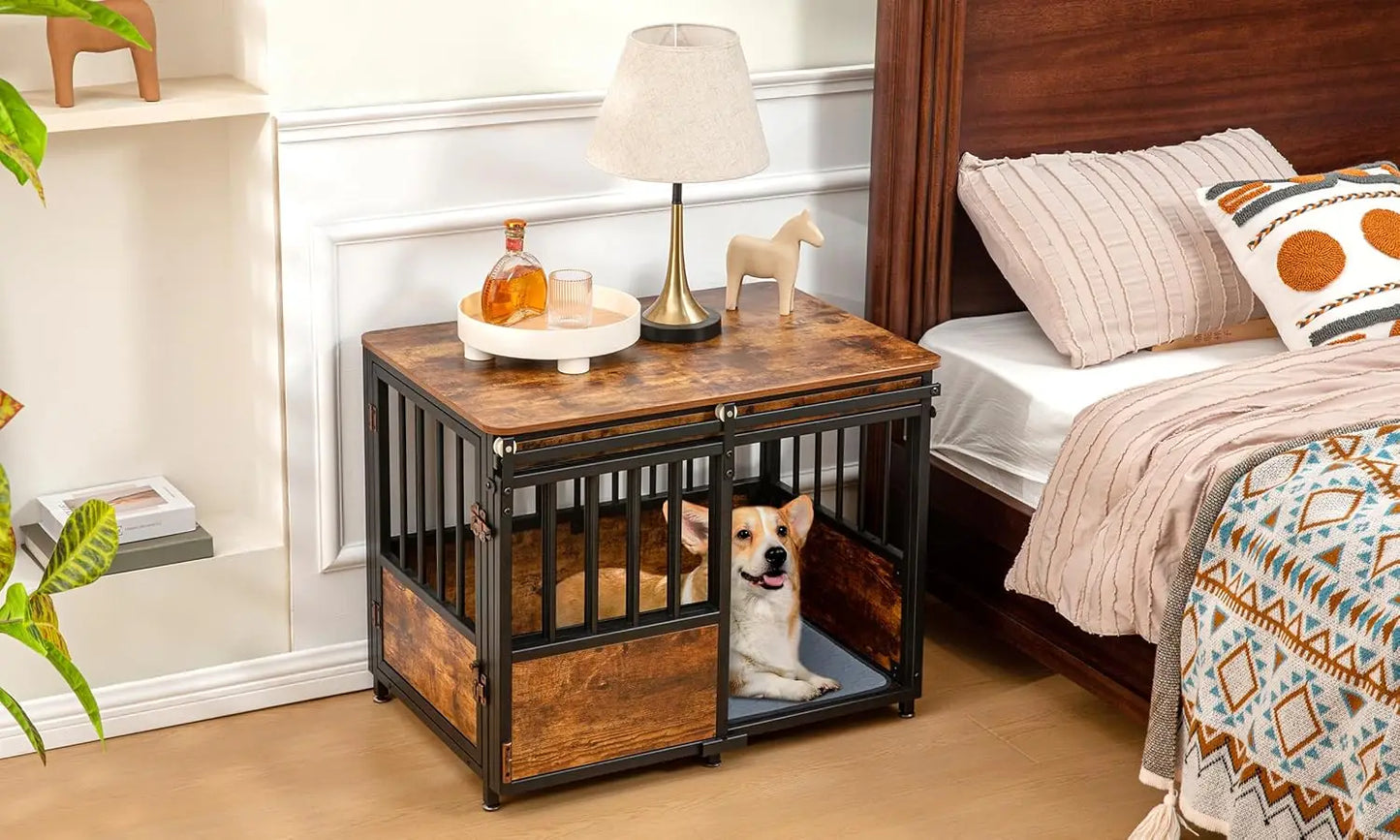 32 Inch Dog Crate Furniture with Cushion for Large Medium Dogs
