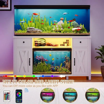 55 to 75 Gallon Fish Tank Stand with Power Outlets & LED Light