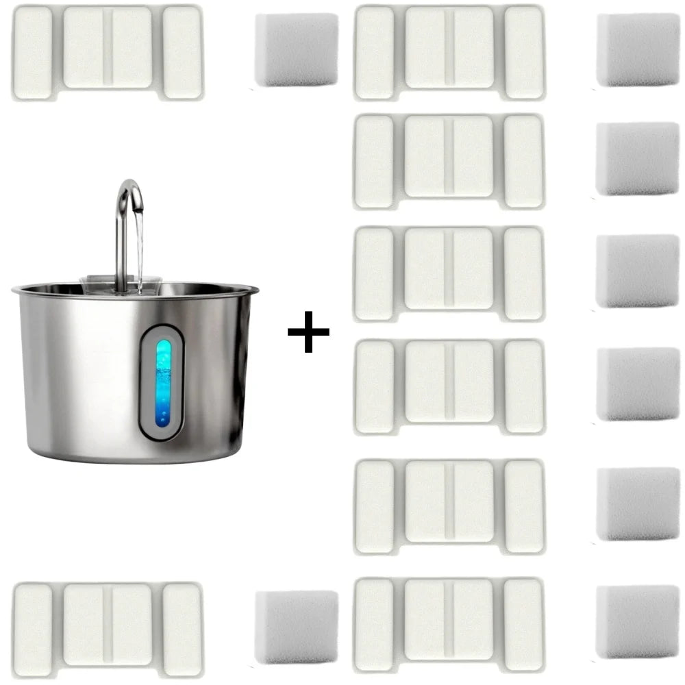75oz Stainless Steel Automatic Water Fountain with Filters Silent Pump for Cat Drinking