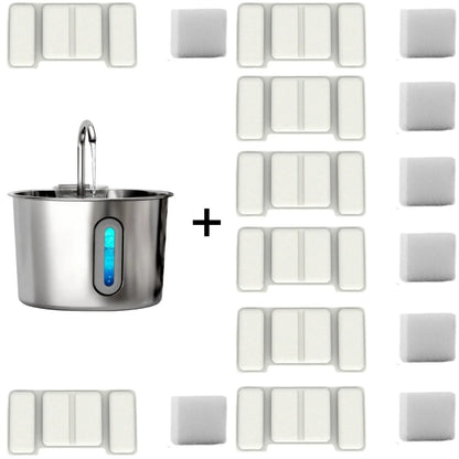 75oz Stainless Steel Automatic Water Fountain with Filters Silent Pump for Cat Drinking