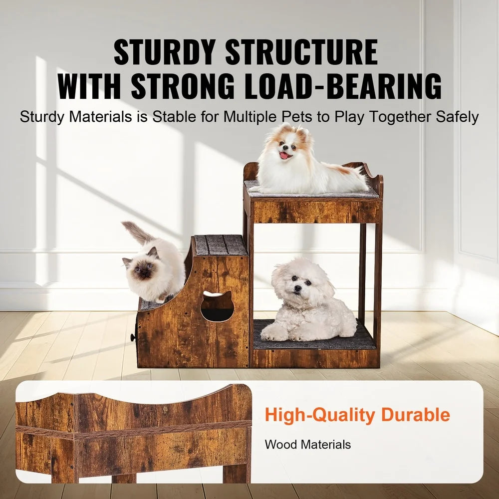 Double-Decker Pet Bed with Detachable Steps