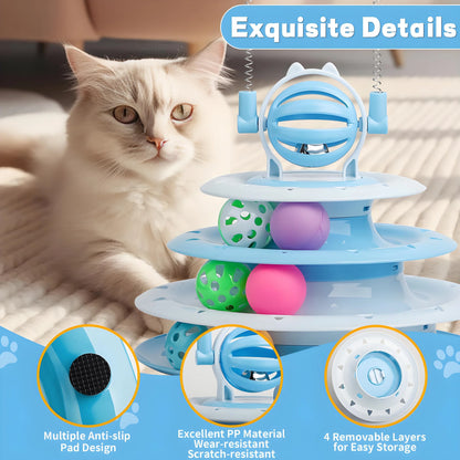 Cat Puzzle Toy with Balls and Teaser Wands