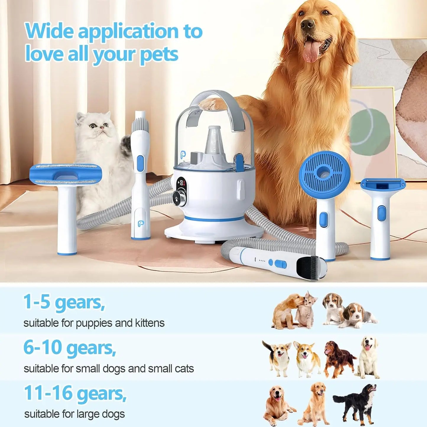 Pet Grooming Vacuum 5-in-1 Kit