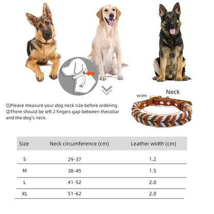 Braided Sky Blue Nylon Rope/Leather Pattern Collar