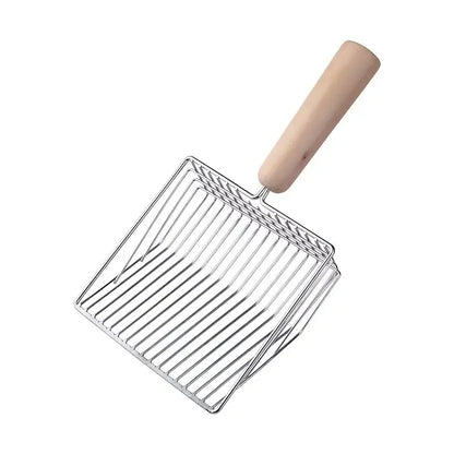 Metal Cat Litter Shovel with Wooden Handle