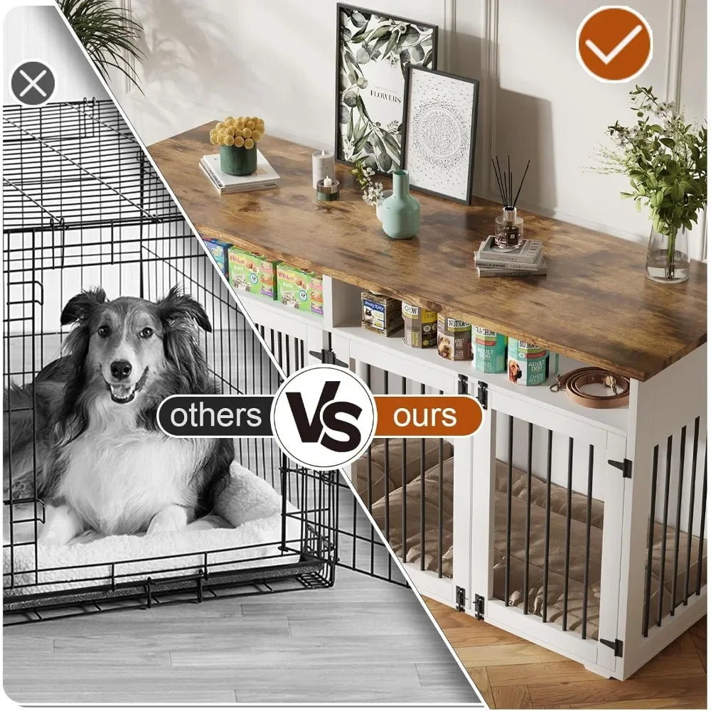 72 Inch Furniture Dog Crate for 2 Dogs