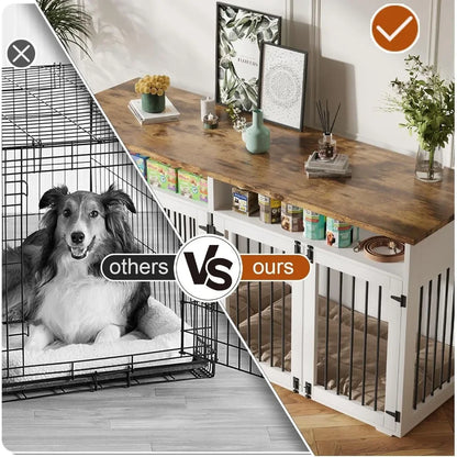 72 Inch Furniture Dog Crate for 2 Dogs