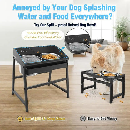 15 Degree Tilted Elevated Dog Bowls for Large Breed on Stand