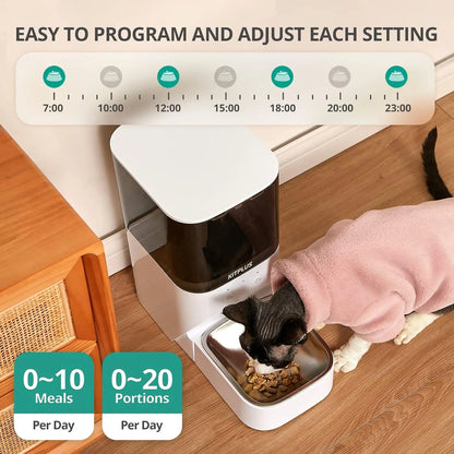Automatic  Food Dispenser with Lock Lid, 30S Voice Recorder and APP Control