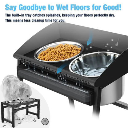 15 Degree Tilted Elevated Dog Bowls for Large Breed on Stand