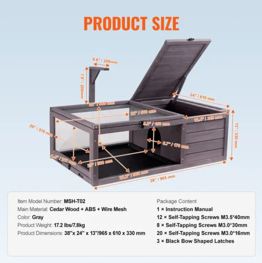 Wooden Tortoise Habitat House