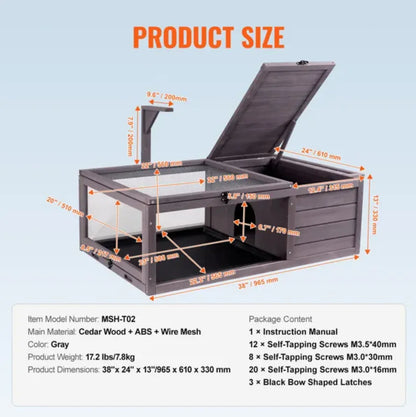 Wooden Tortoise Habitat House