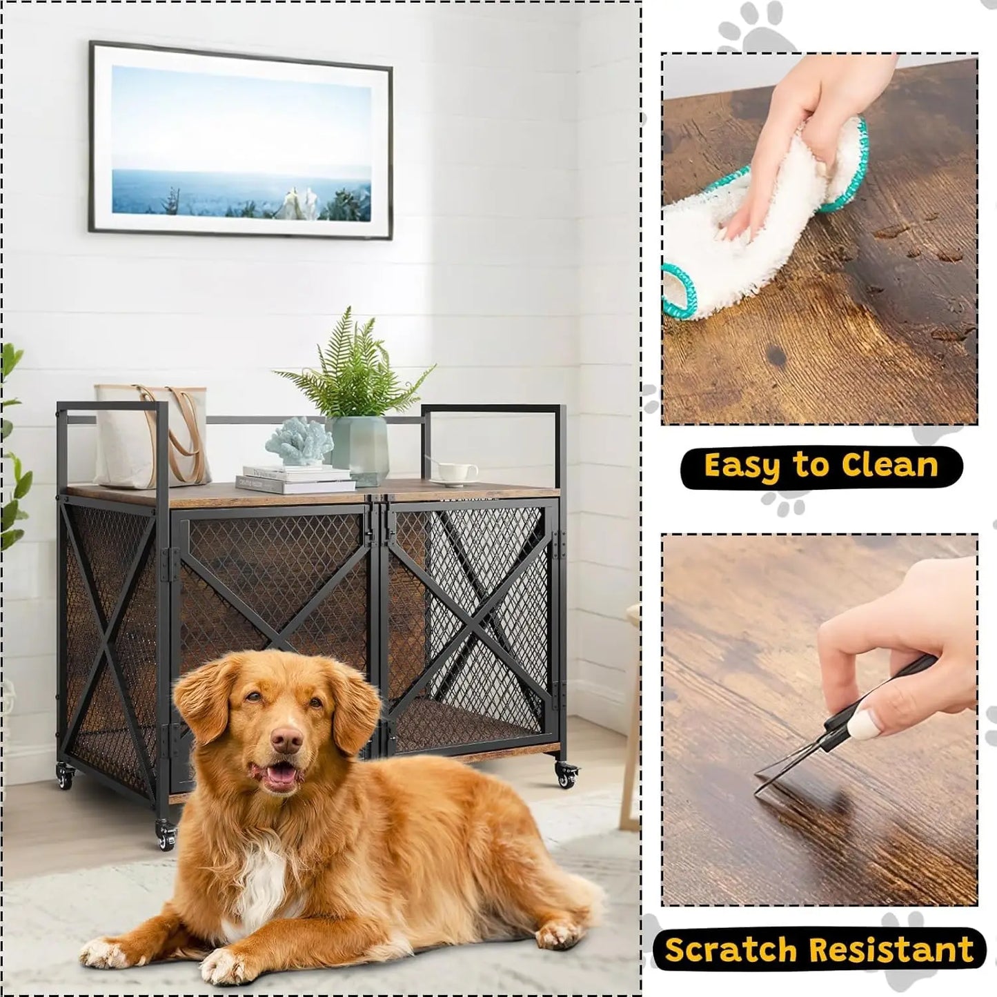 Large Wooden Dog Crate Furniture