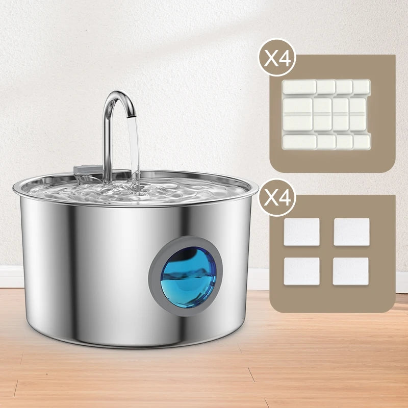 108oz Stainless Steel Filtered Cat Water Fountain