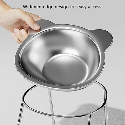 Stainless Steel Raised Cat Bowl with 15° Elevated Design