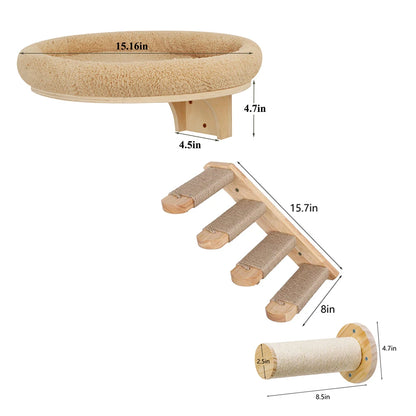 Wall Mounted Solid Wooden Furniture Climbing Ladder for Cats