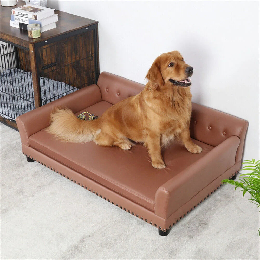 Large Elevated Leather Dog Bed