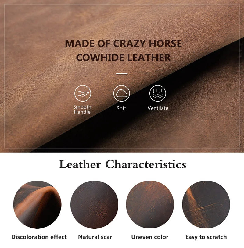Luxury Genuine Leather "Crazy Horse" Dog Collar with Air-Tag