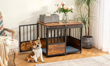 32 Inch Dog Crate Furniture with Cushion for Large Medium Dogs