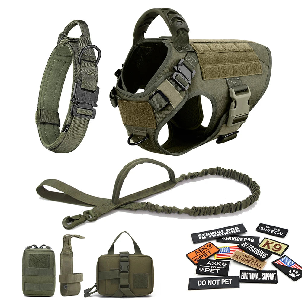 Military Style Large Dog Harness Collar