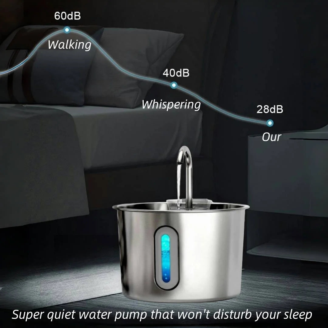 75oz Stainless Steel Automatic Water Fountain with Filters Silent Pump for Cat Drinking