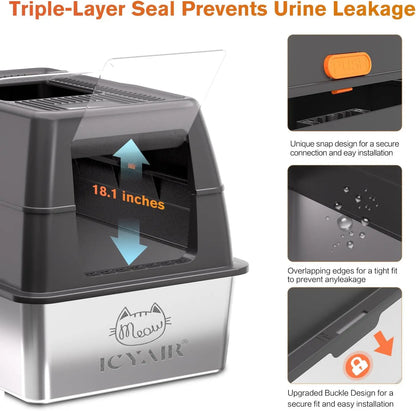 XXXL Stainless Steel Litter Box with Lid