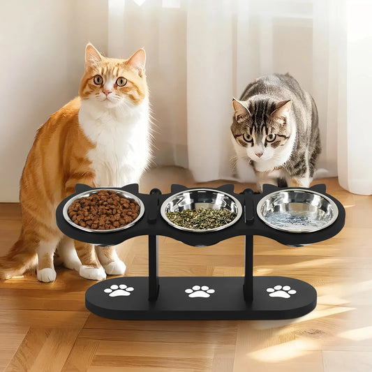 Raised Elevated Cat Bowls with 15° Tilted