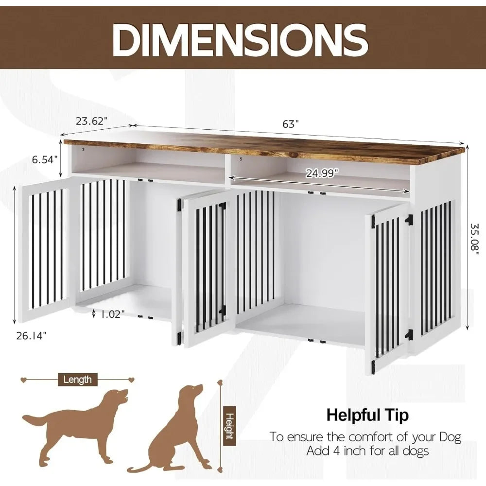 72 Inch Furniture Dog Crate for 2 Dogs