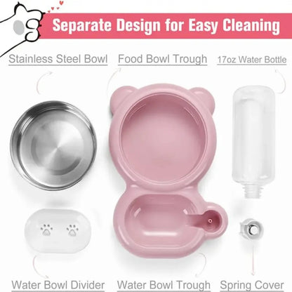 BPA-Free Pet Water Dispenser Double Bowl Set for Cats & Dogs