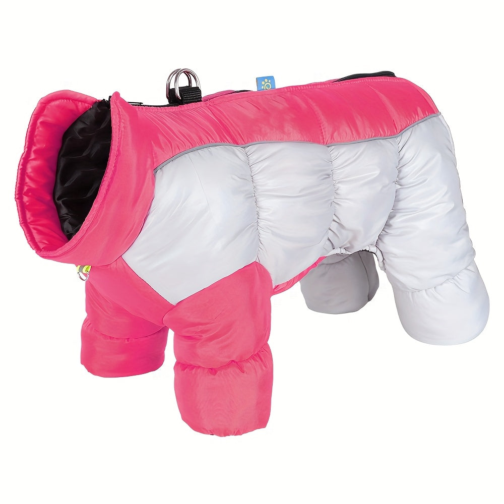 Dog Jacket with Hood-Like Turtleneck & Full-Leg Coverage