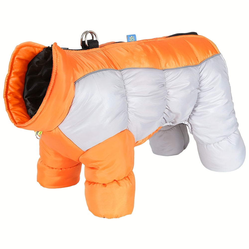 Dog Jacket with Hood-Like Turtleneck & Full-Leg Coverage
